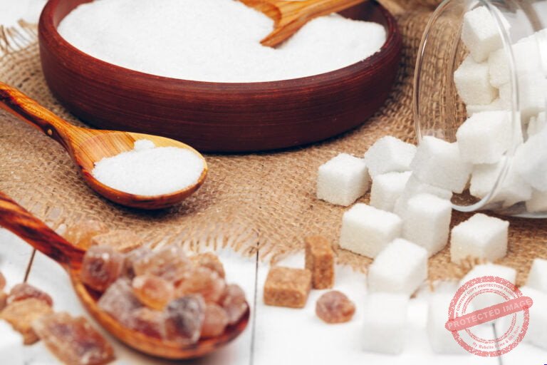 Various kinds of sugar in spoon