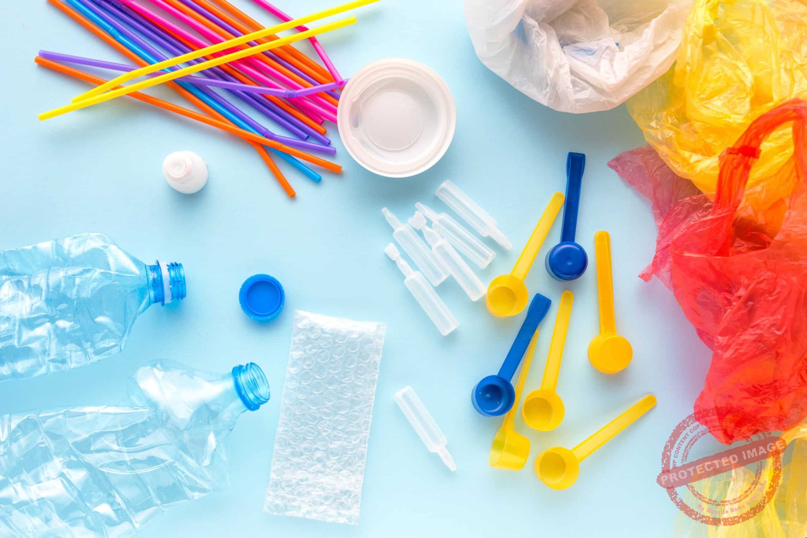 Colorful plastic rubbish and garbage pile